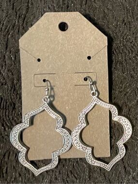 Gunmetal Openwork Moroccan-Style Dangle Earrings